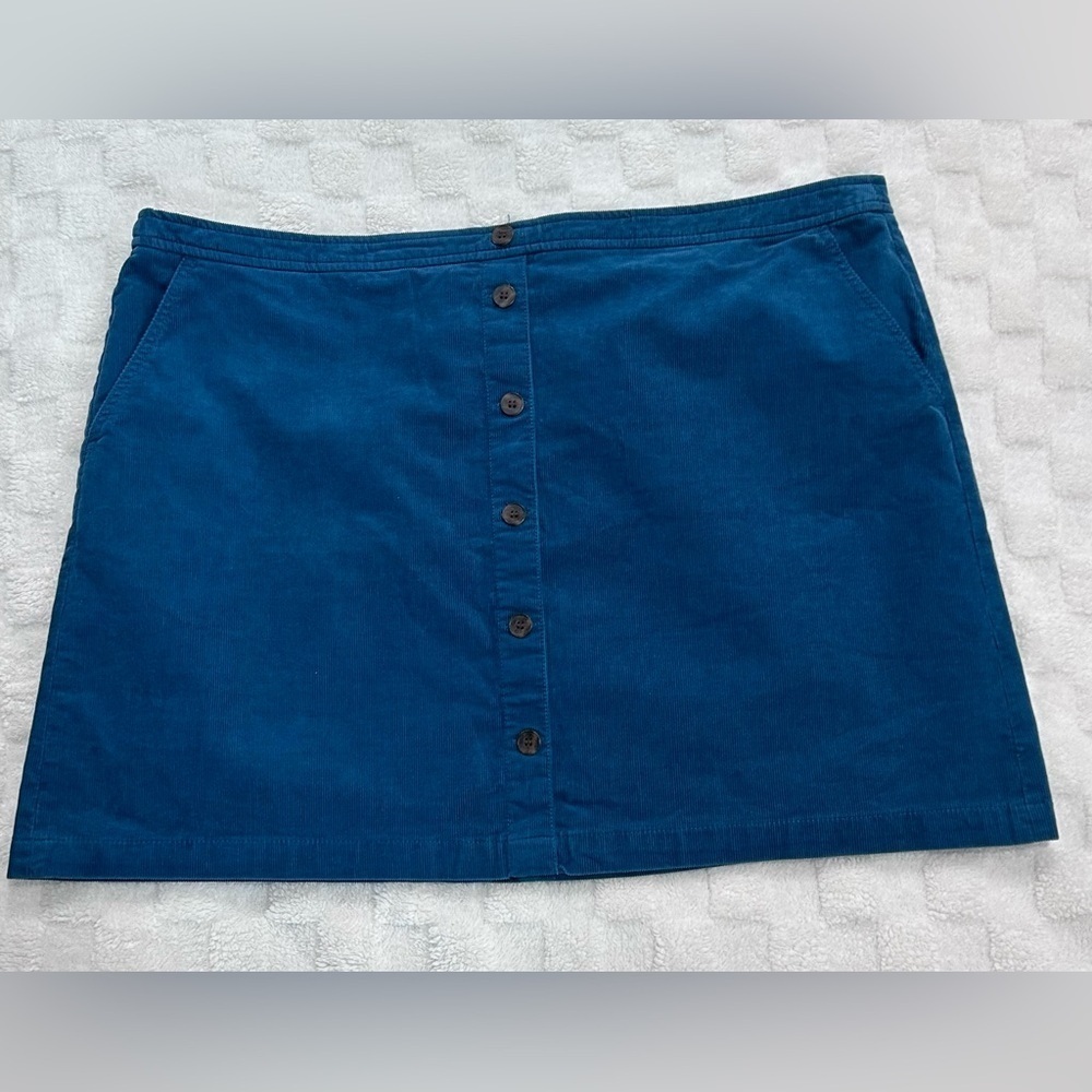 J. Crew Blue Button-Front Mini Skirt - Picture 2 of 13